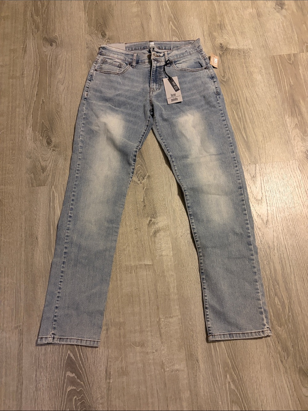 Men's Slim Straight Light Blue Jeans - Classic Washed Denim